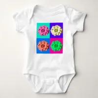 Colorful Pop Art Flowers Baby Bodysuit