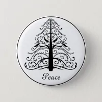 Christmas Tree Peace Pinback Button