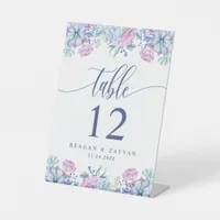 Watercolor Succulent Cactus Wedding Table Number Pedestal Sign
