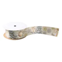 Winter Gold Pine Tree Satin Ribbon