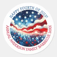 Happy Fourth of July Personalized Classic Round Sticker