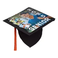 Senior 2025 High School Multi Photo Collage Graduation Cap Topper