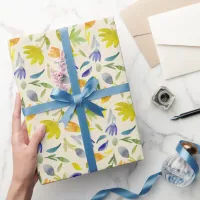 Rustic Watercolor Floral Garden Botanical Wrapping Paper