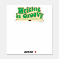 Writing Is Groovy Retro Author Design Sticker