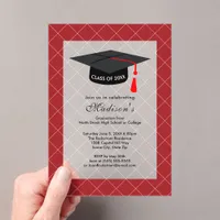 Dark Red Class of 20XX Graduation Party Acrylic Invitations