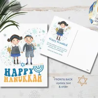 Happy Hanukkah Cute Jewish Couple  Holiday Postcard