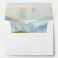 Rustic Watercolor Lake Winter Wedding  Envelope