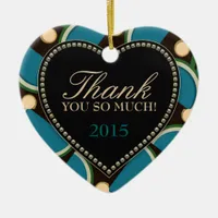 Blue Teal Monogram Thank You Heart Ornament