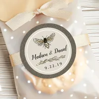 Bride To Bee Rustic Umber Elegant Vintage Wedding Classic Round Sticker