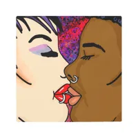 Romantic Kiss | Interracial Romance    Metal Print