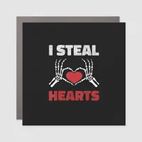 Steal Hearts Valentines Day Funny Skeleton Hand Car Magnet