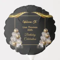 Black Gold Elegant 30th Birthday Party   Balloon