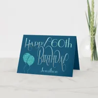 Happy 60th Birthday Name Blue Card