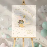 Pastel Glitter Umbrella Floral Boots Baby Welcome Foam Board