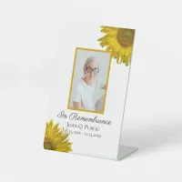 Yellow Sunflowers Celebration of Life Funeral Pedestal Sign