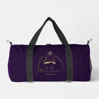 Nativity Manger Christmas Purple  Gold Custom Name Duffle Bag