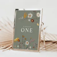 Sage Green Boho Wildflower Table Number Cards