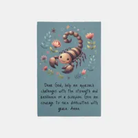 Kids Christian Prayer Woodland Scorpion on Blue | Rug