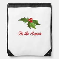 Merry Christmas Mistletoe Drawstring Bag