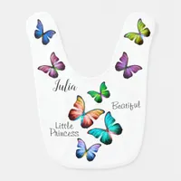 Colorful Realm of Morpho Blue Rainbow Butterflies Baby Bib