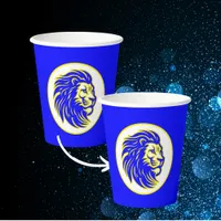 Lion Mascot Blue and Yellow Party Paper Cups