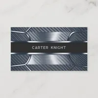 Blue Carbon Fiber Industrial Business Card