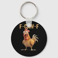 Funny Screaming Chicken F-Caw-F Joke Design Classi Keychain