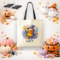 Whimsical Candy Corn Wizard Trick or Treat  Tote Bag