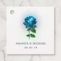 Teal and Black Gothic Roses Damask Favor Tags