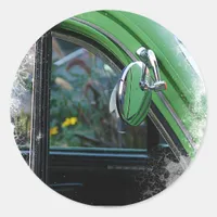 Vintage Car Mirror Classic Round Sticker
