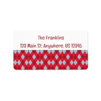 Red Blue & Crimson Christmas Argyle Address Label