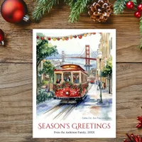 Watercolor San Francisco Christmas Travel Holiday Postcard