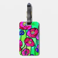Anemones glass art luggage tag