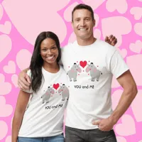 Cute and fun elephant couple with heart - custom  T-Shirt