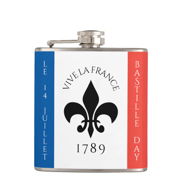 Bastille Day Fleur-de-Lis Tricolore France Flag Flask