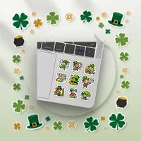 Cute Chibi Leprechaun Lucky Shamrock Set Sticker