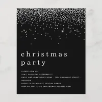 PAPER Silver Glitter Christmas Party Black Invite