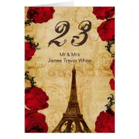 red vintage eiffel tower Paris Table Numbers