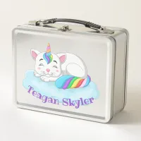 Kids Sleeping Kitty Unicorn Red Lunchbox