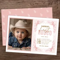 Pink Cowgirl First Rodeo Photo Invitation – Wester