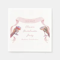 Elegant Toast Bachelorette Cute Unique Pink Ribbon Napkins