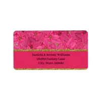 Fuchsia colored poinsettias, custom label