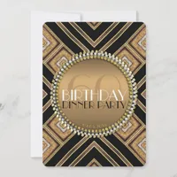 Modern Art Deco Gold 60th Birthday Invitation