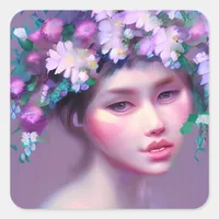 Ethereal Fantasy Fairytale Art | Pretty Women  Square Sticker