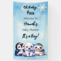 Watercolor Winter Animals Polar Baby Shower Banner