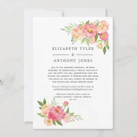 Pink Spring Wedding Floral Reduced Guest List Announcement
