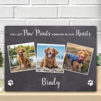 Paw Prints on our Hearts 3 Photo Pet Memorial Plaque