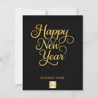 Happy New Year black gold business logo card