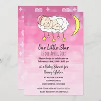 Sweet little Baby pink stars and moons girls Invitation