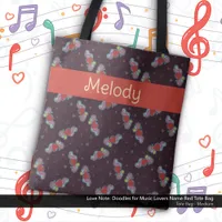 Love Note: Doodles for Music Lovers Name Red Tote Bag